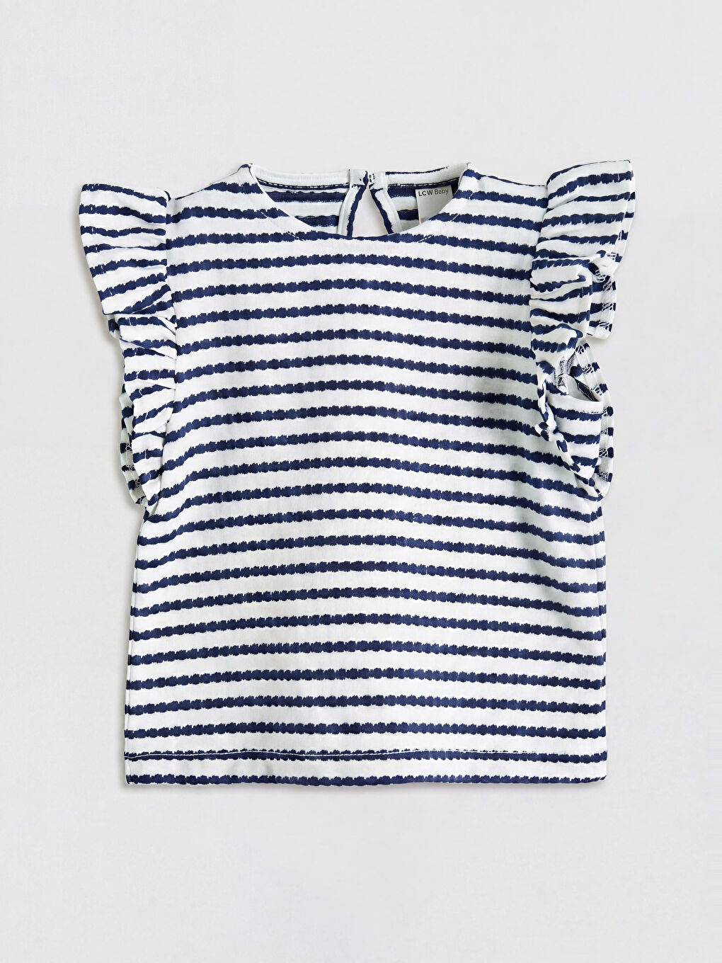 Mor Bisiklet Yaka Çizgili Kız Bebek Tişört