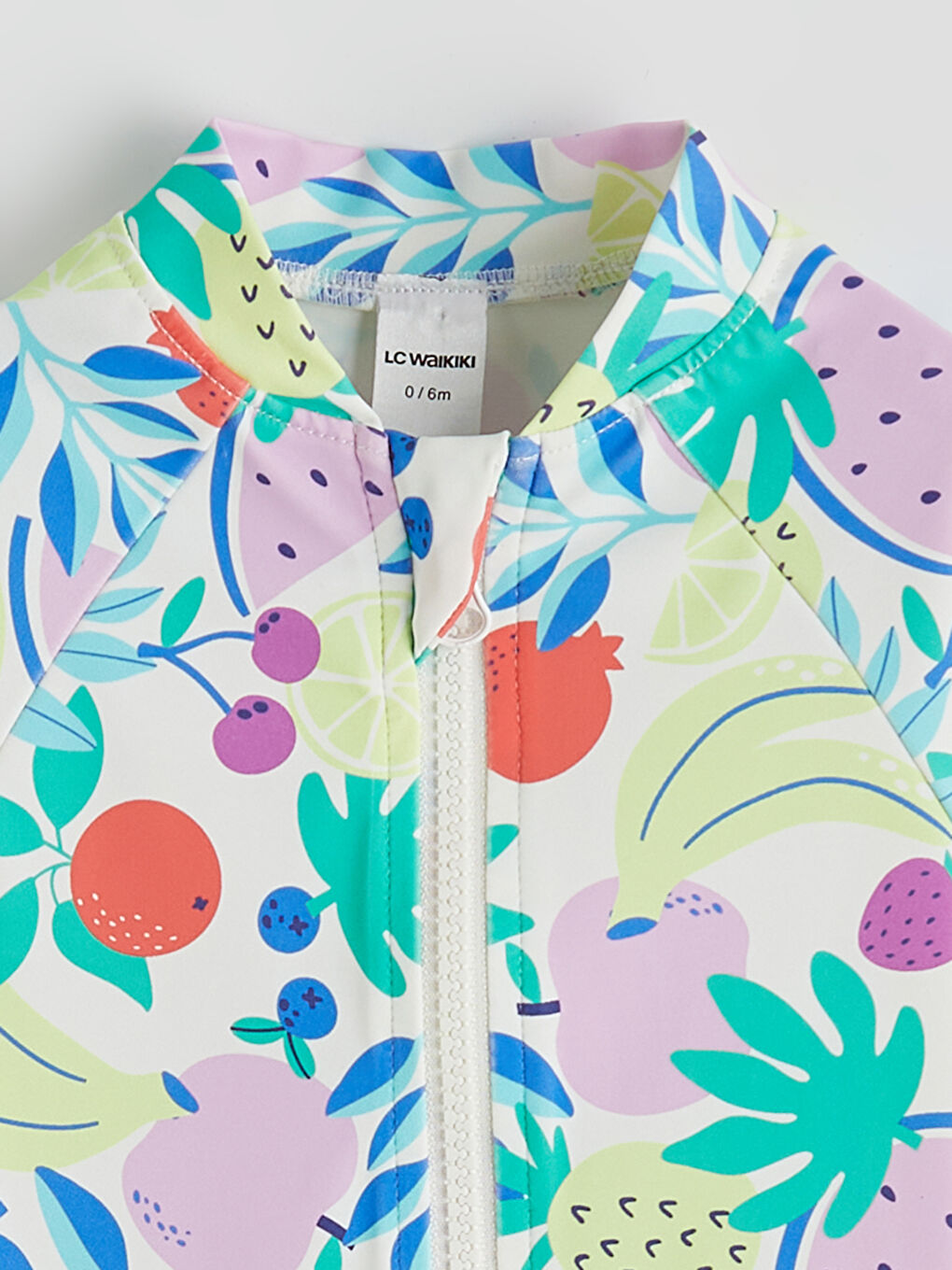 Beyaz Desenli Kısa Kollu Kız Çocuk Mayo-1