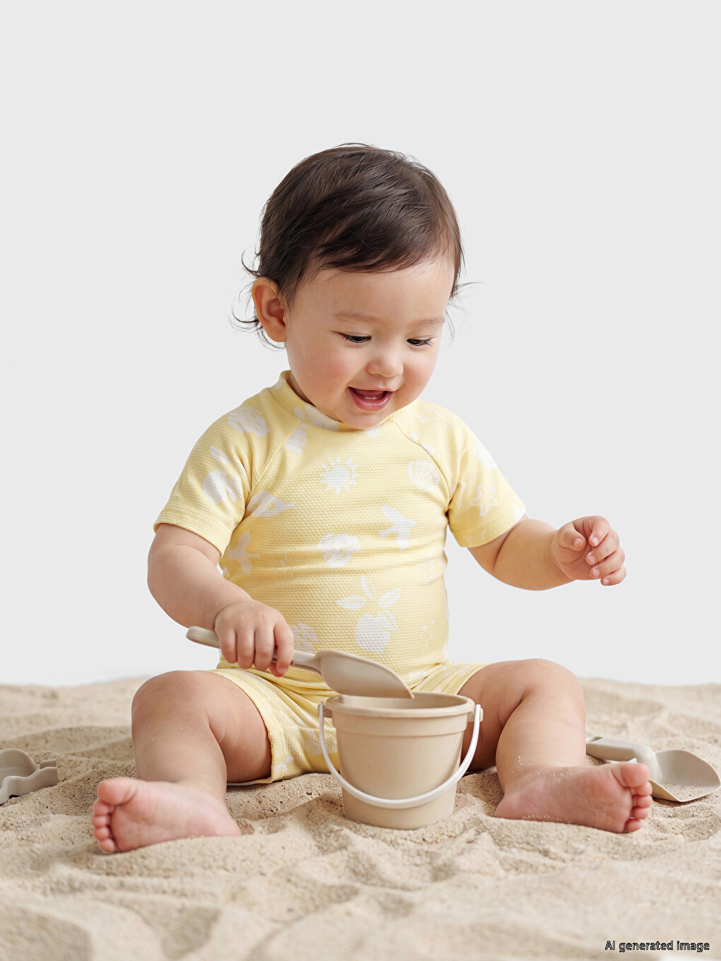 Sarı Uv Korumalı Kız Bebek Mayo