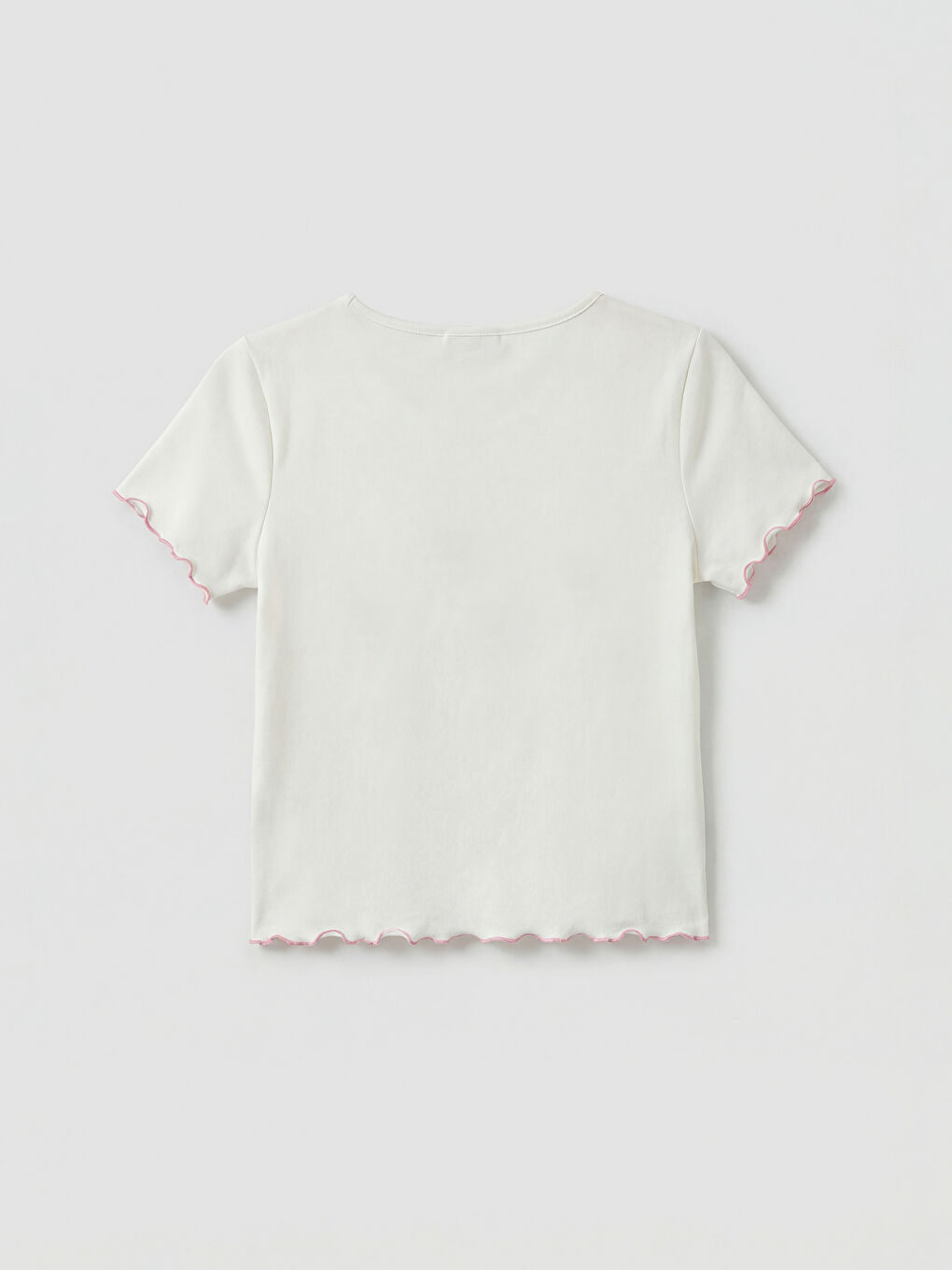 Ekru Bisiklet Yaka Çilek Baskılı Kadın Pijama Üstü-1