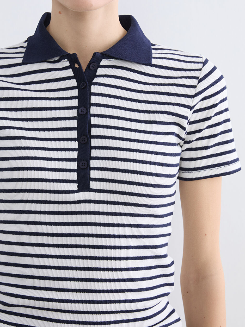Striped Polo Shirt for Women-2
