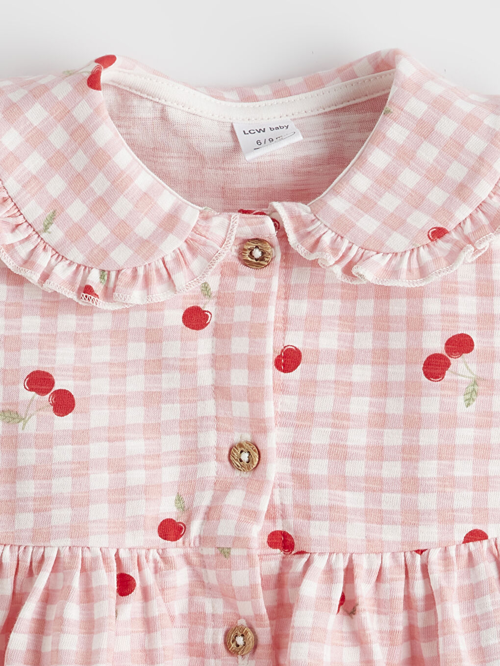 Рокля за бебе момиче с бродирана яка тип Питър Пан-1