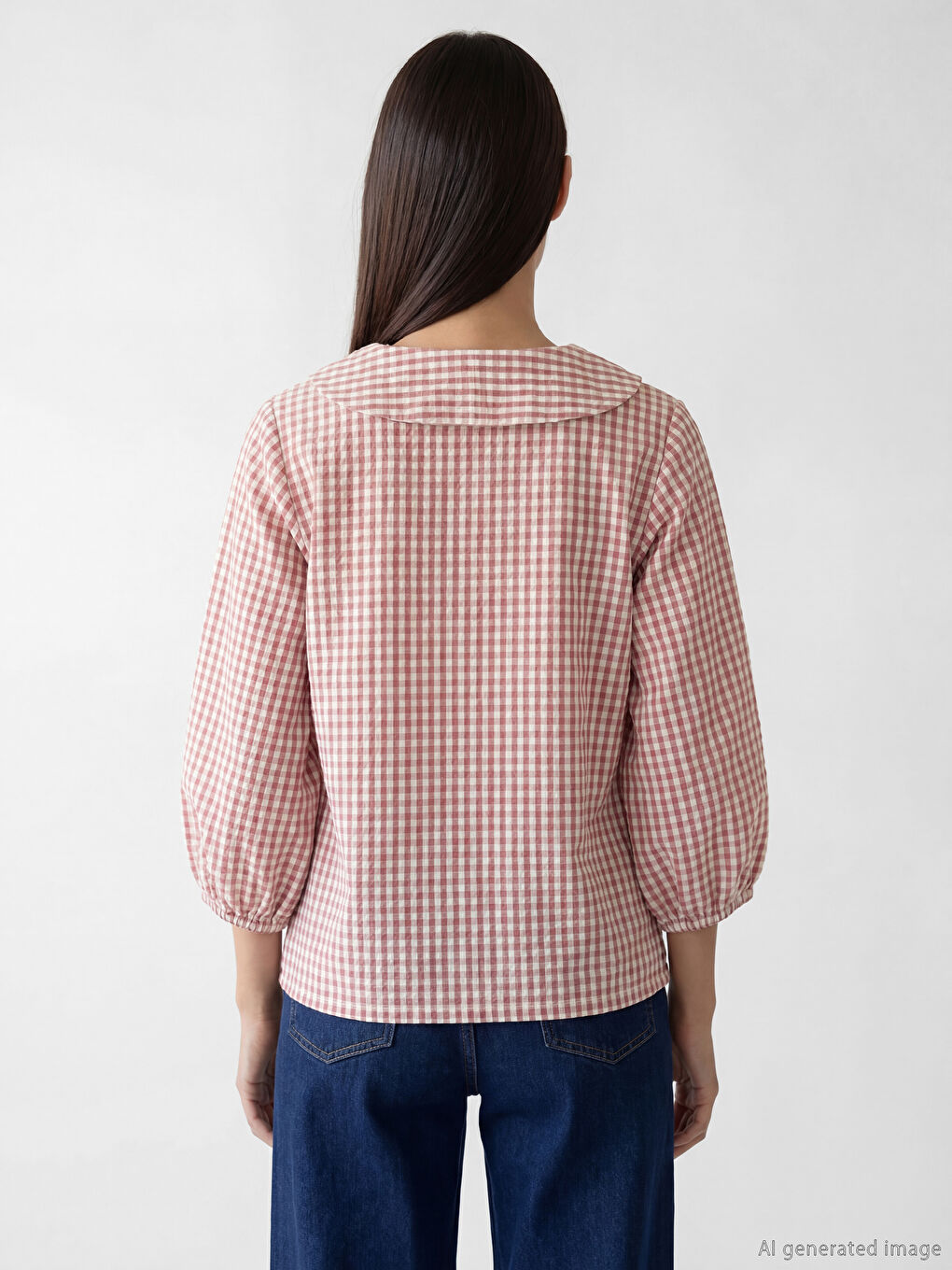 Bebe Yaka Ekose Bluz-3