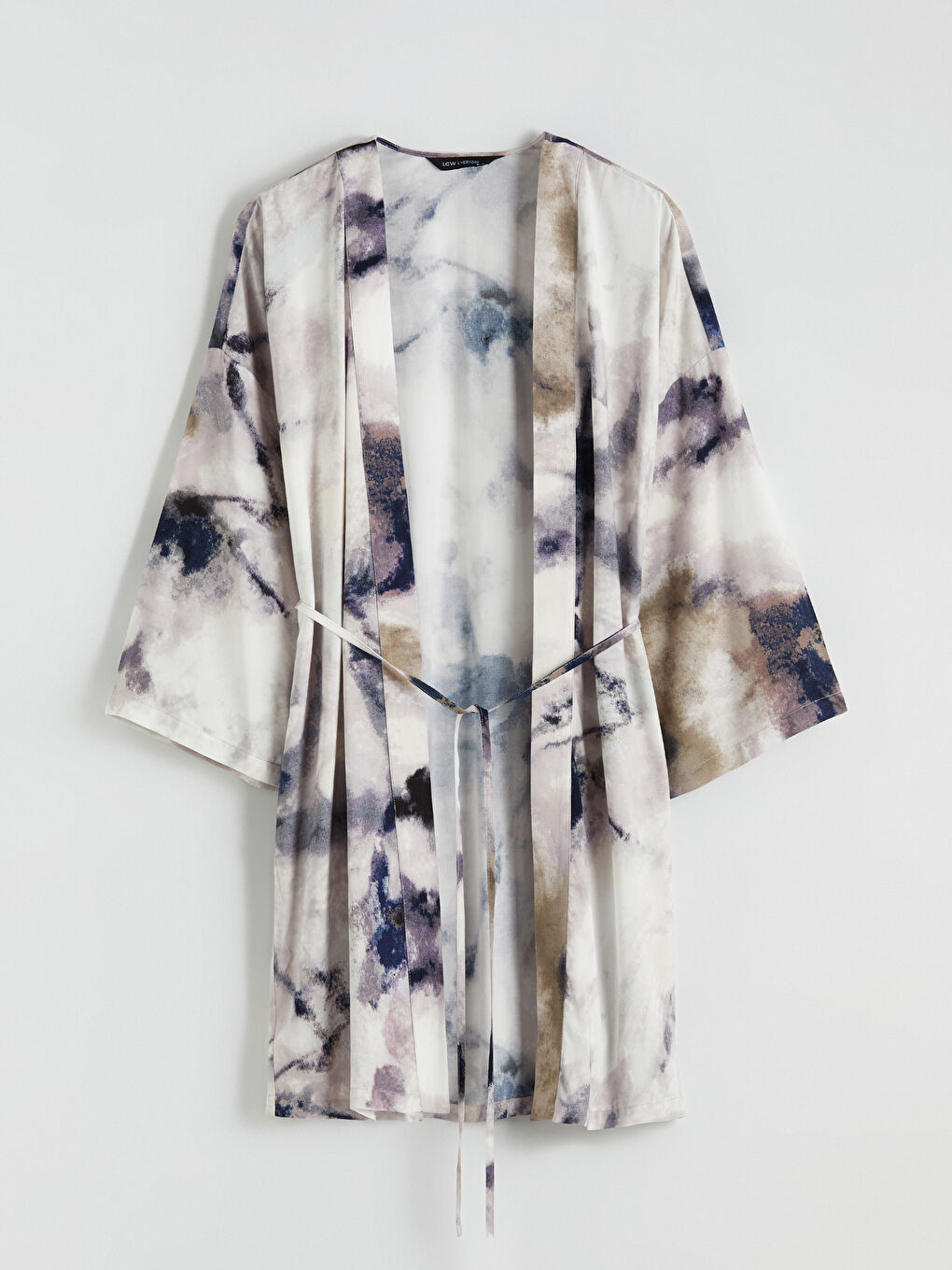 Shawl Collar Patterned Sash Women's Oversize Kimono-4