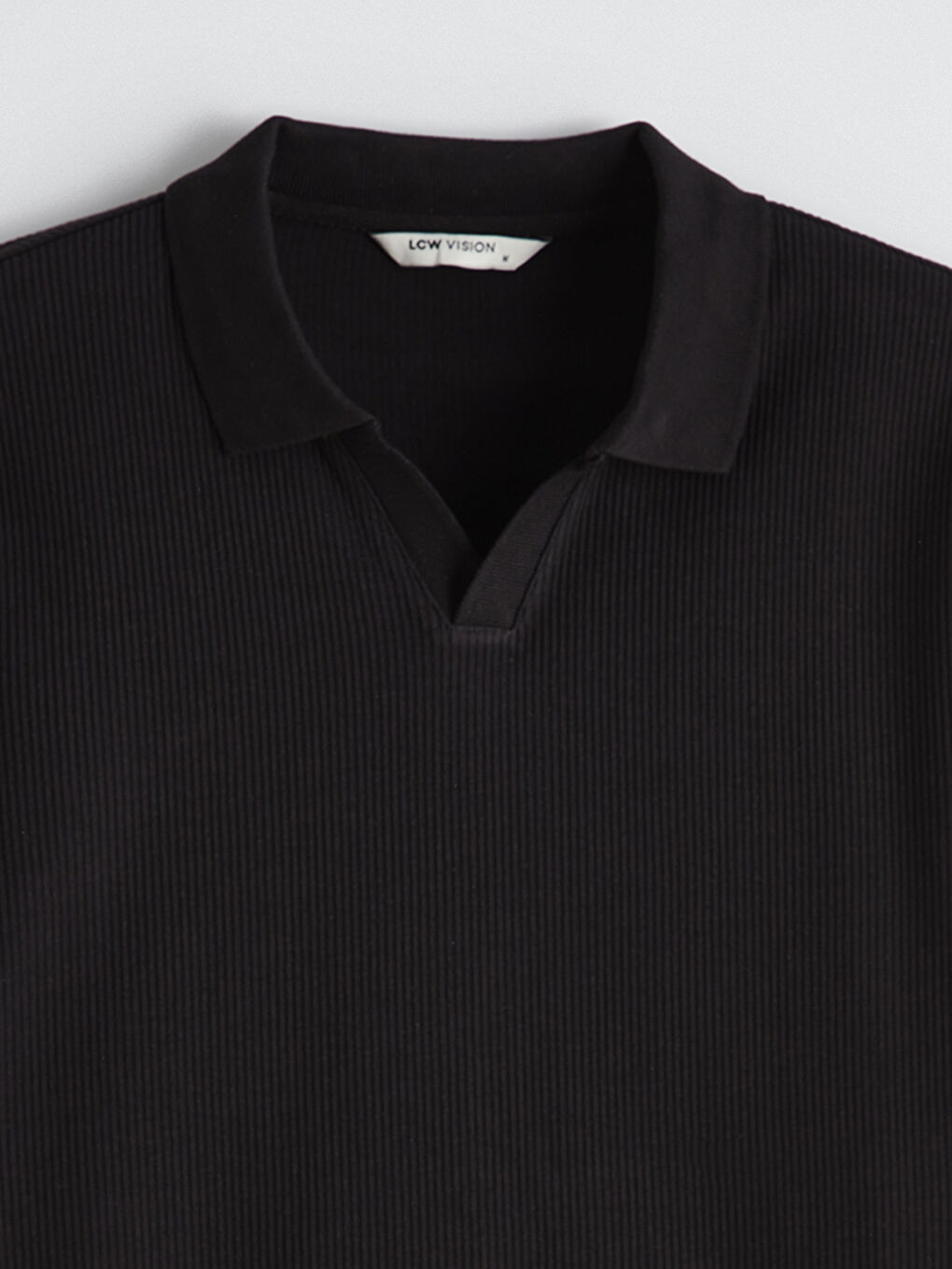 Standard Fit Resort Collar Ribbed Men's T-Shirt-5