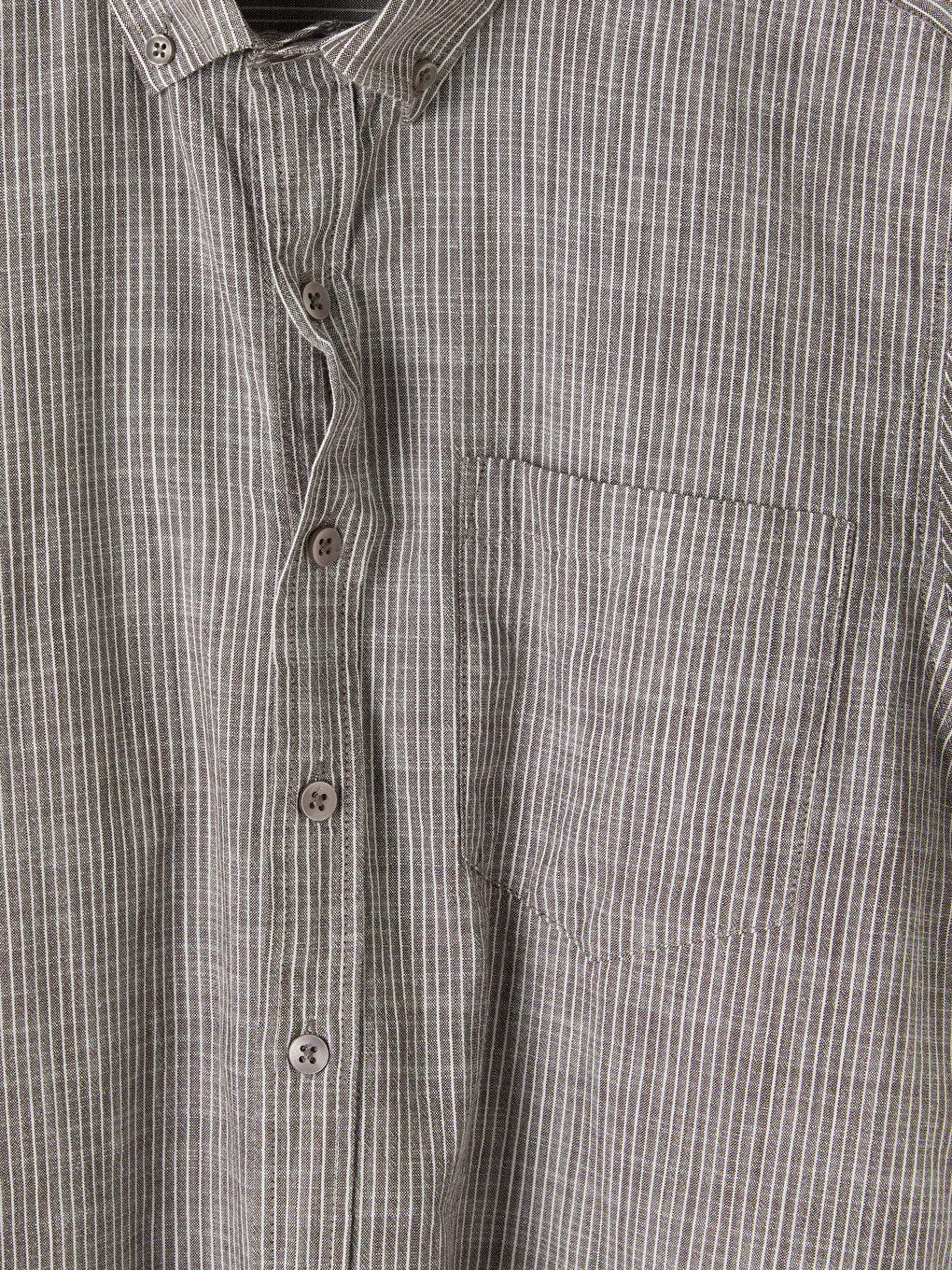 Kahverengi Regular Fit Çizgili Poplin Erkek Gömlek-1
