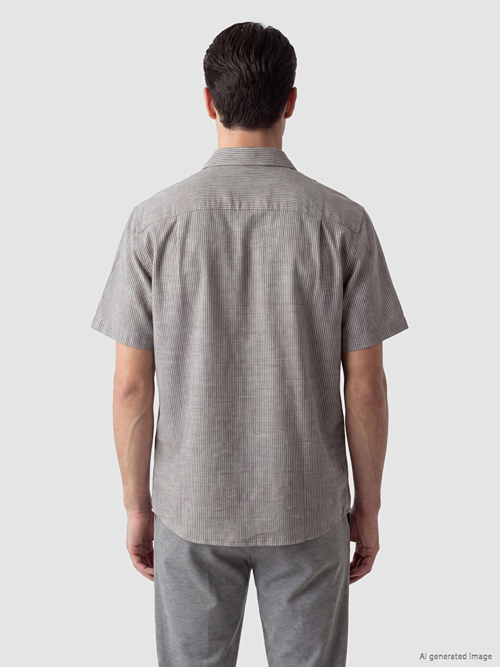 Kahverengi Regular Fit Çizgili Poplin Erkek Gömlek-2