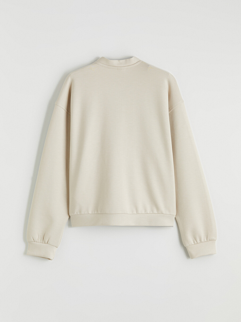 Gri Dik Yaka Şeritli Kız Çocuk Fermuarlı Sweatshirt-1