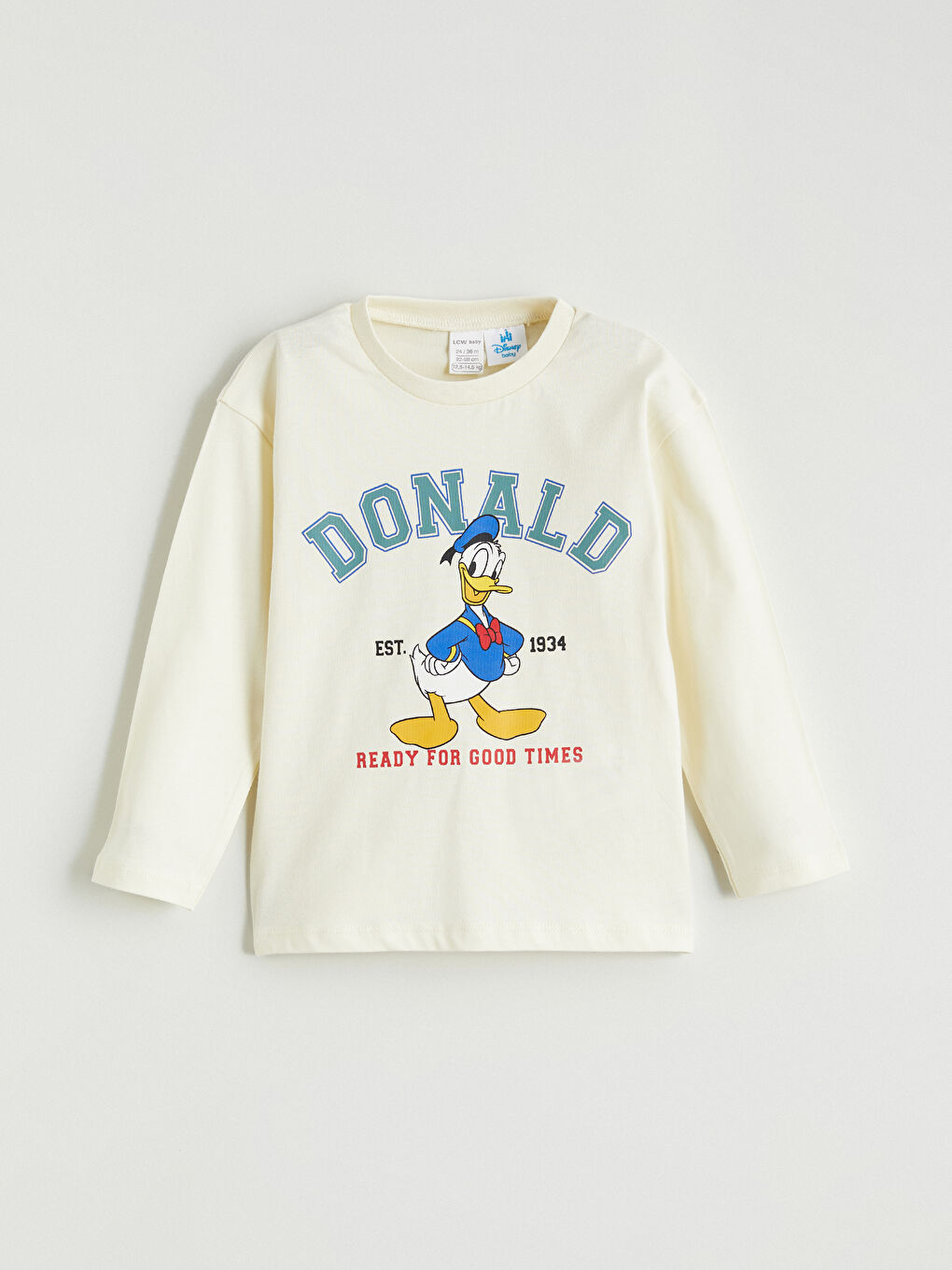 Bej Donald Duck Baskılı Erkek Bebek Tişört ve Pantolon-1