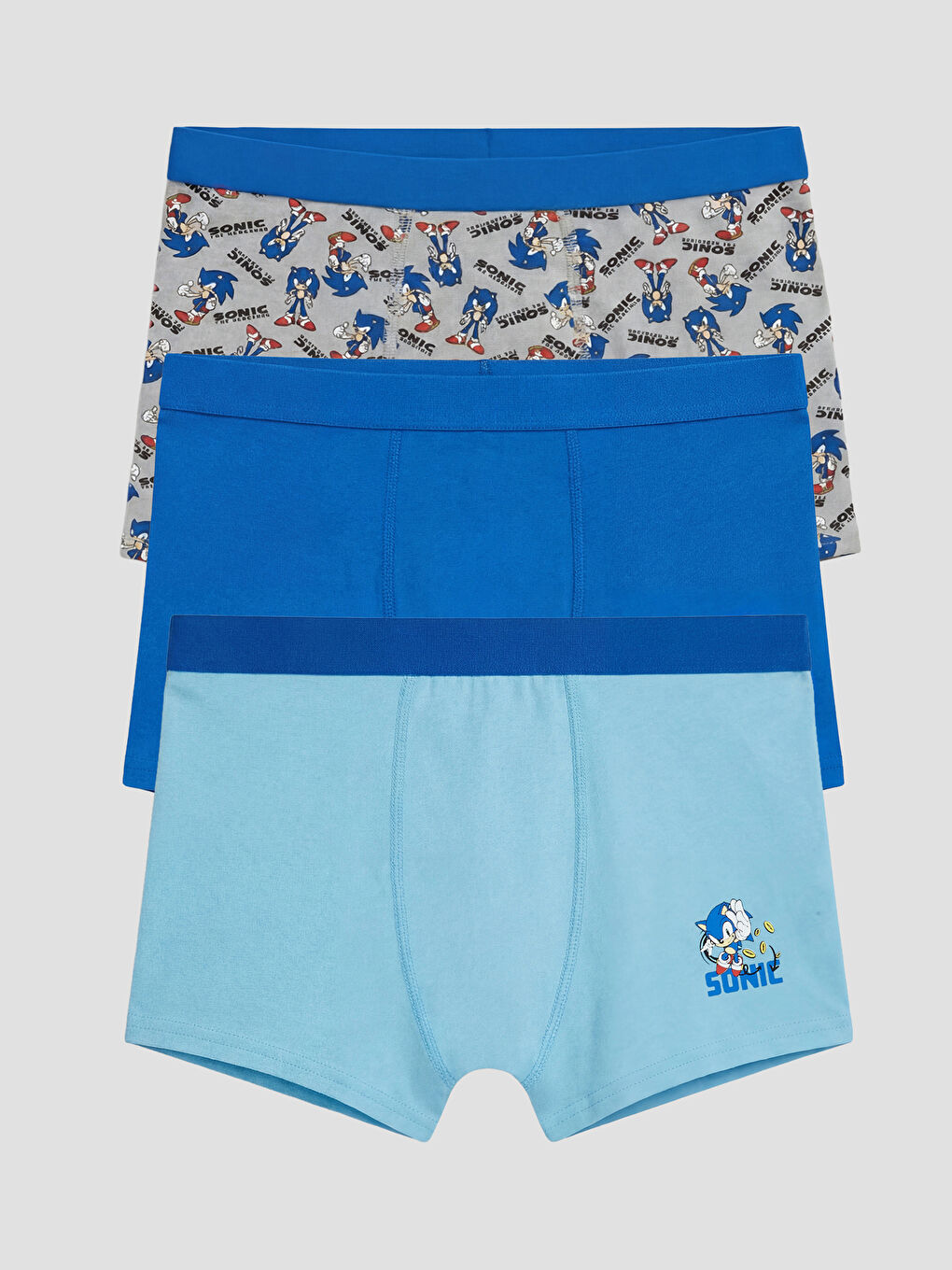 Gri Erkek Çocuk Sonic Baskılı Boxer 3'lü