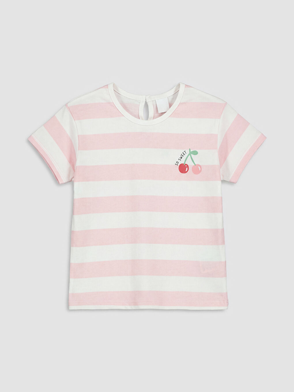 Ekru Çizgili Baskılı Kız Bebek Takım-1