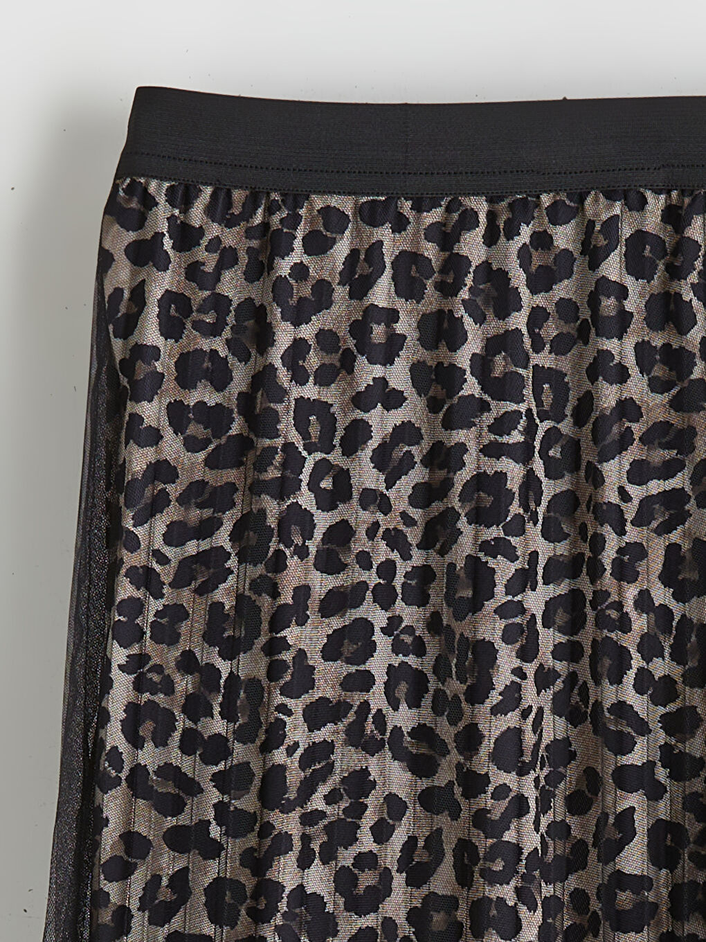 Elastic Waist Leopard Print A-Line Pleated Skirt-5