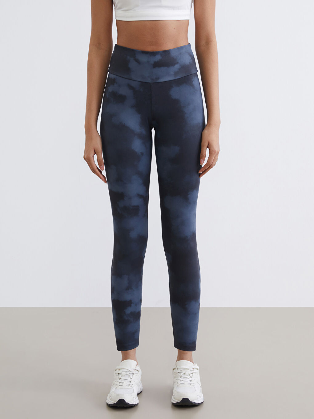 Elastic Waist Tie-Dye Patterned Women's Sports Leggings-1