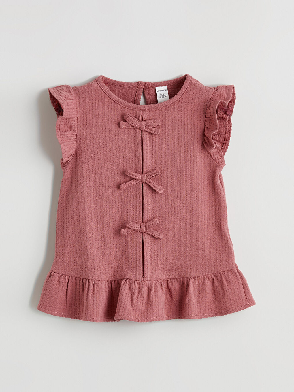 Set de bluză și pantaloni scurți pentru fete cu detaliu fundiță-1