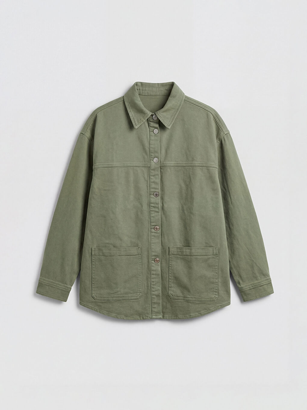 جاكيت قميص غبردين واسع بياقة للسيدات