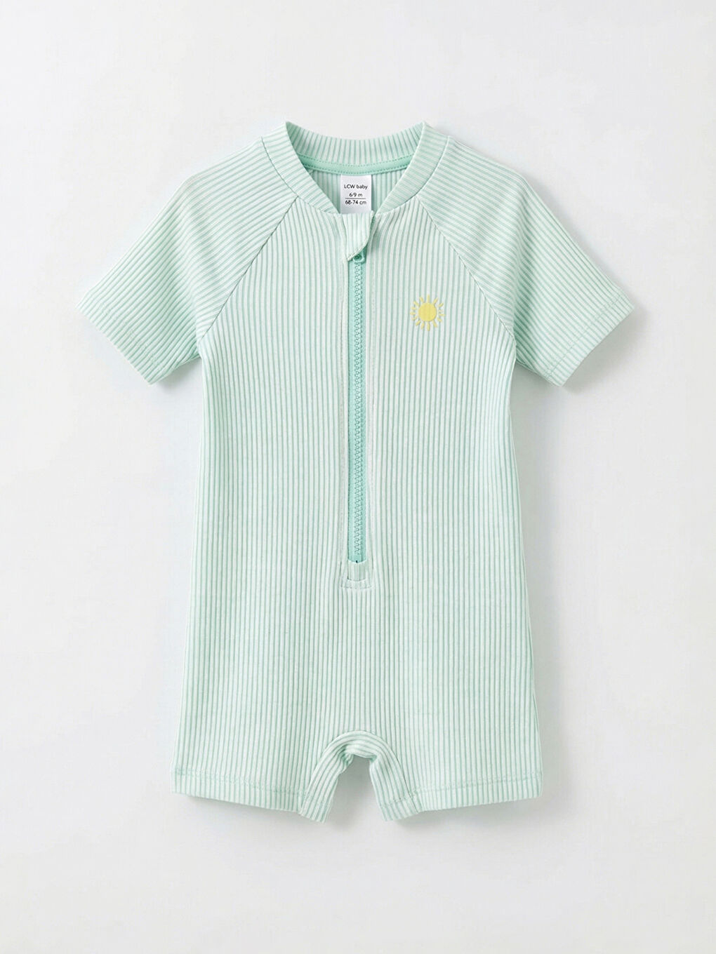 Yeşil Nakışlı Çizgili Erkek Bebek Tulum Mayo