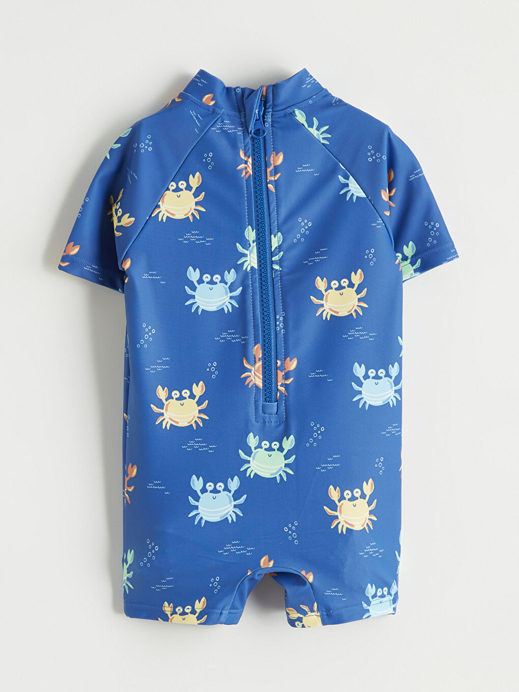 Lacivert Yengeç Desenli Erkek Bebek Tulum Mayo-2