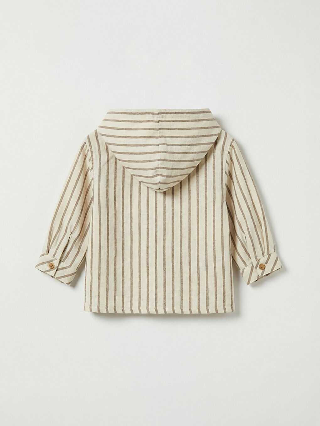 Ekru Çizgili Erkek Bebek Kapüşonlu Üst ve Pantolon Takım-3