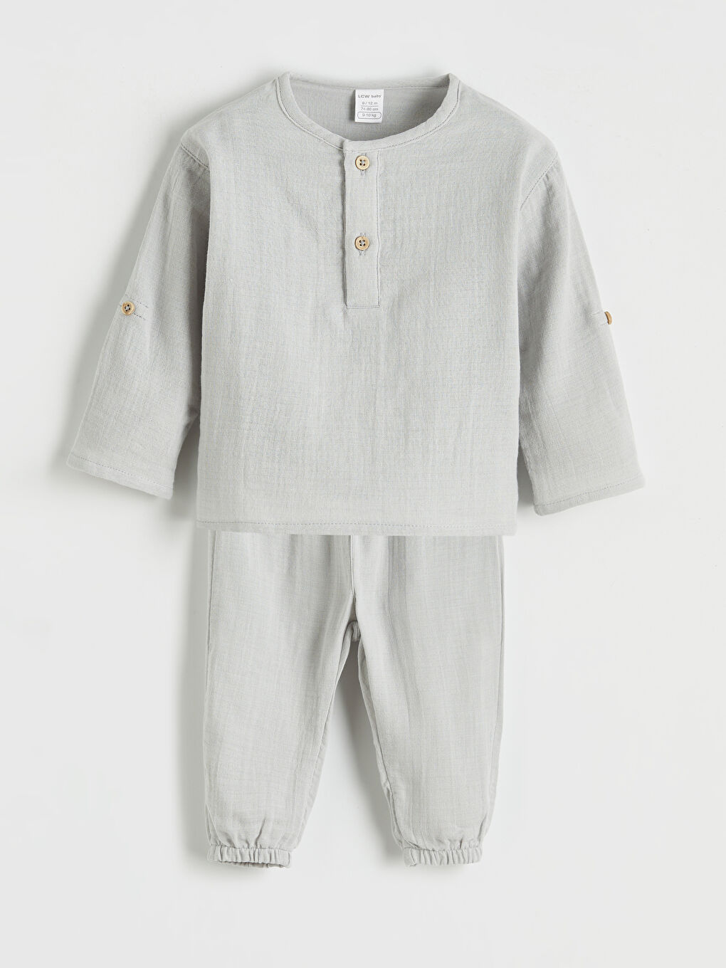Gri Erkek Bebek Tişört ve Pantolon Takımı	-0