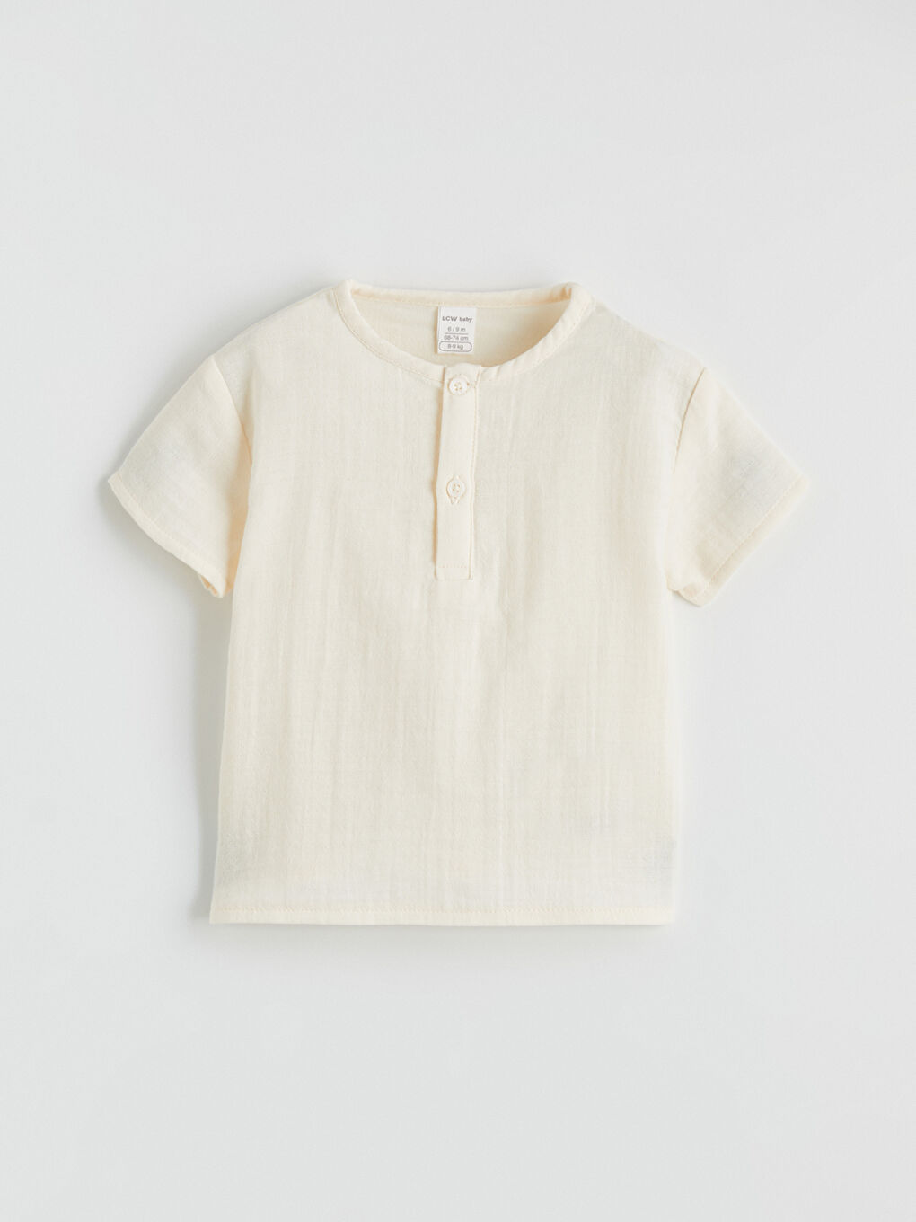 Ekru Müslin Kumaş Hakim Yaka Erkek Bebek Takım-1