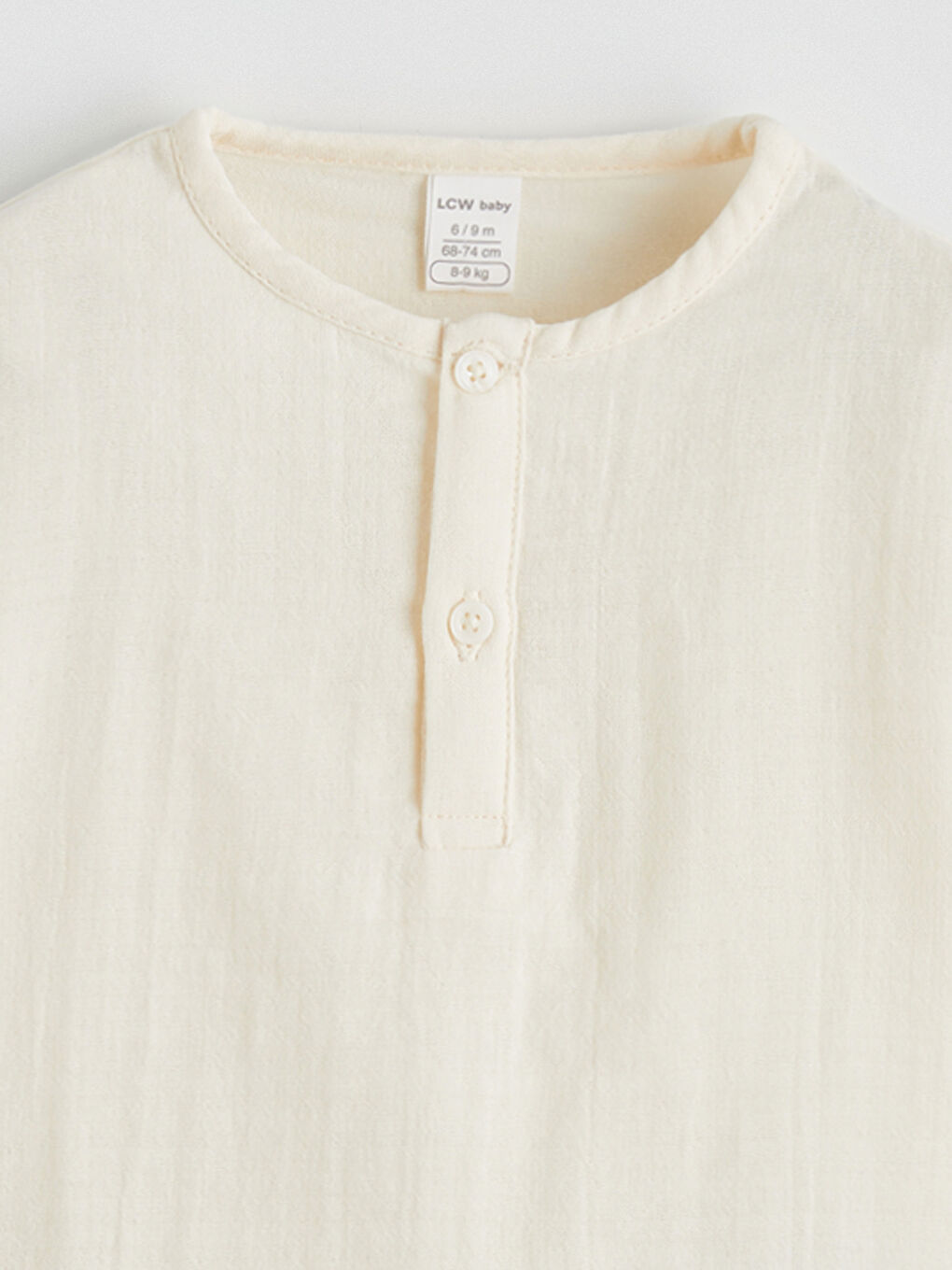 Ekru Müslin Kumaş Hakim Yaka Erkek Bebek Takım-2