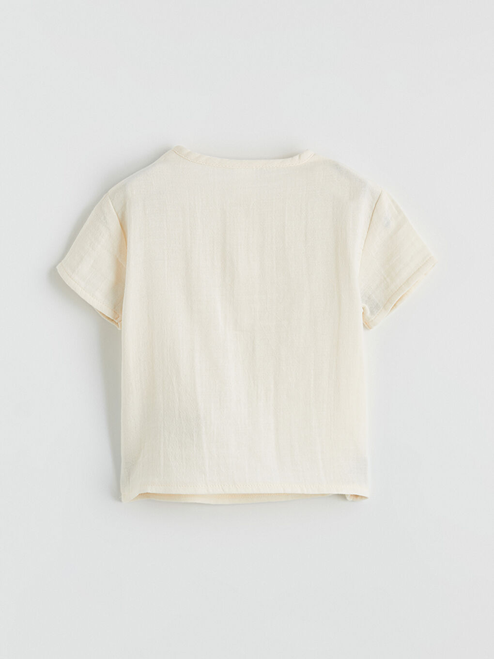 Ekru Müslin Kumaş Hakim Yaka Erkek Bebek Takım-3