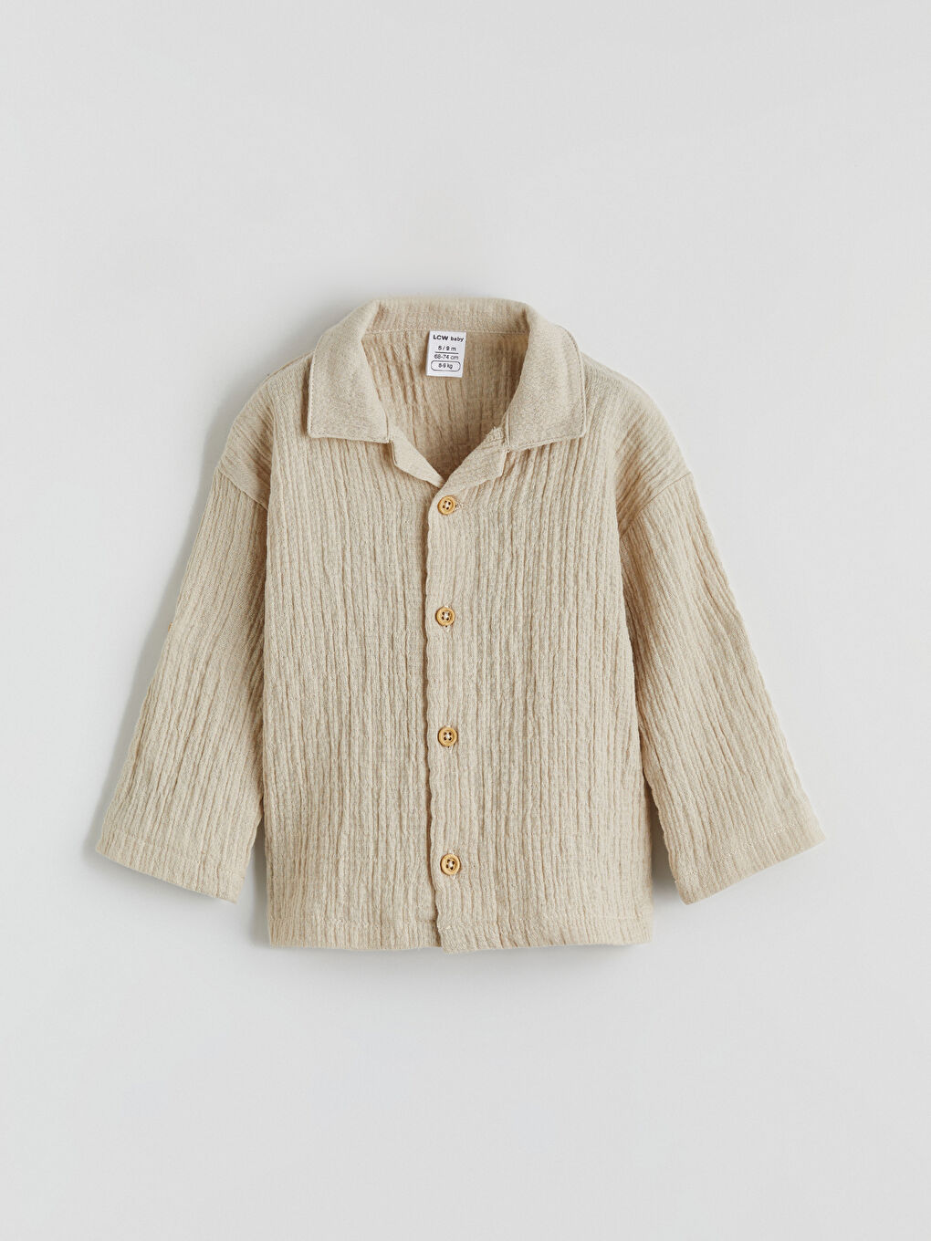 Bej Müslin Erkek Bebek Gömlek ve Pantolon-1