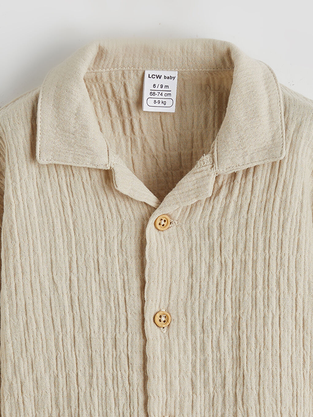 Bej Müslin Erkek Bebek Gömlek ve Pantolon-3