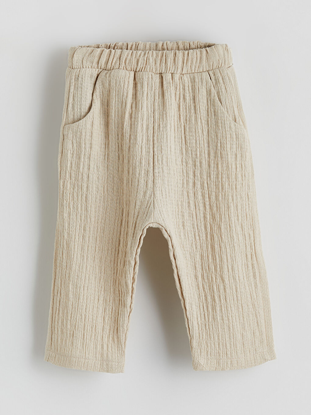 Bej Müslin Erkek Bebek Gömlek ve Pantolon-5