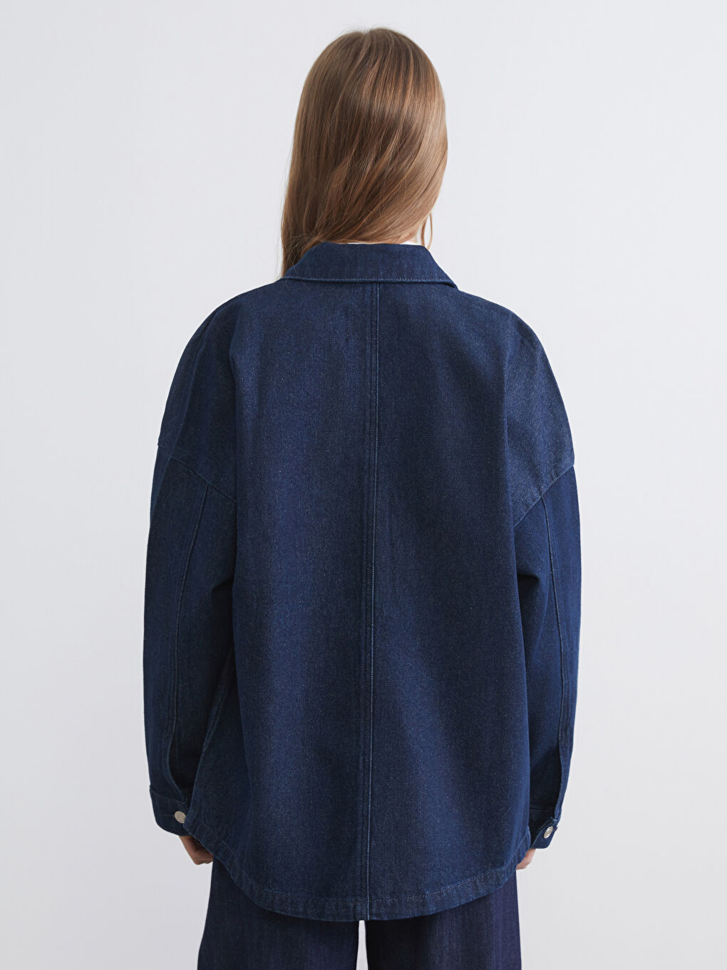 Риза от деним с свободна кройка за жени-3