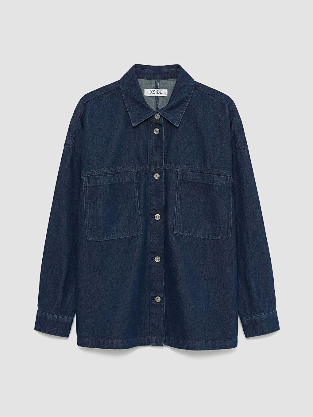 Риза от деним с свободна кройка за жени-4