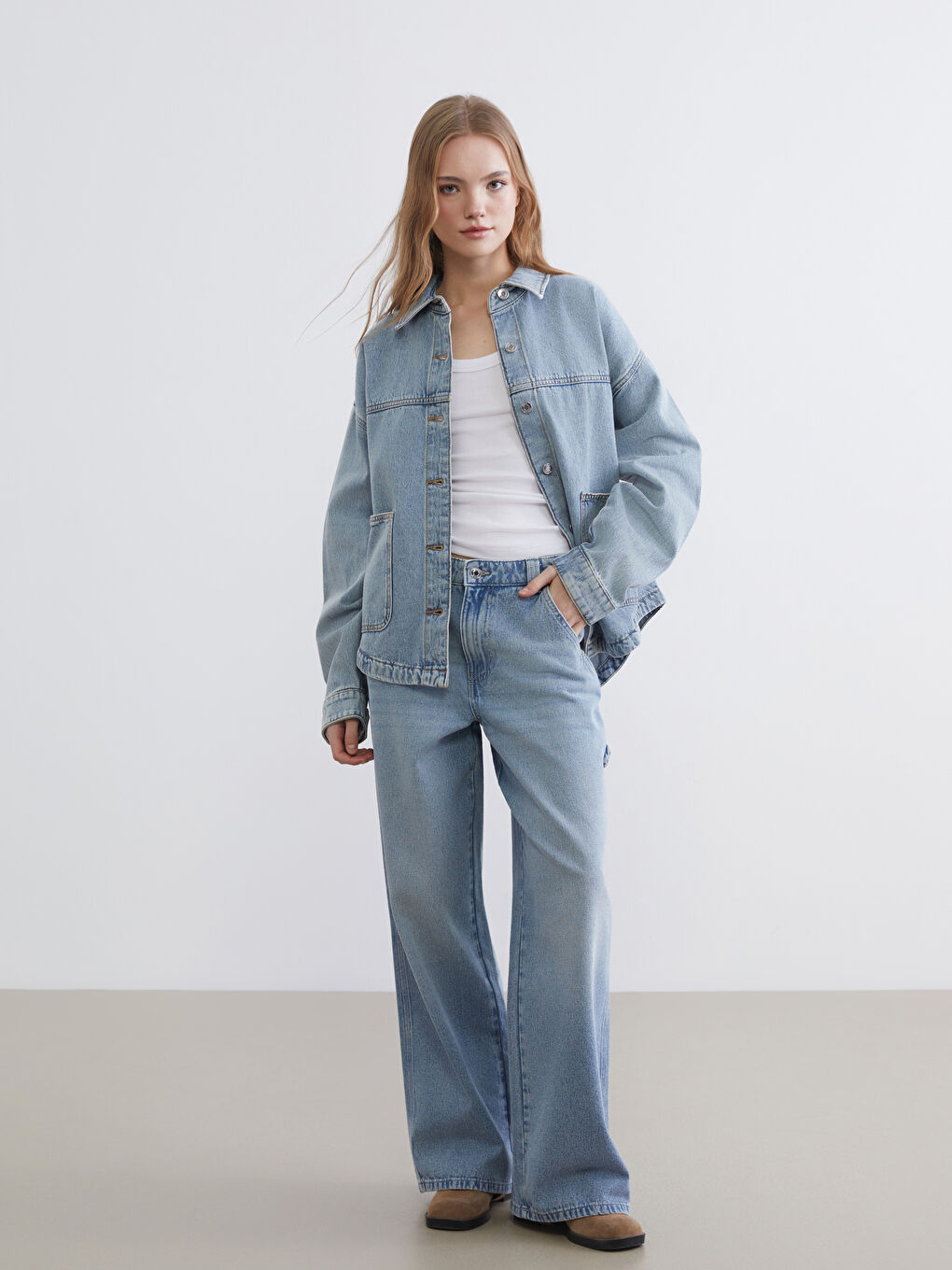 Γυναίκα ΜΠΛΕ Κορυφαίο πουκάμισο-1