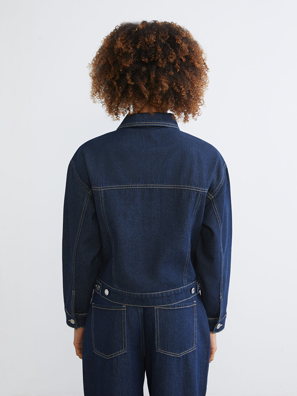 Veste en jean pour femme avec col de chemise-3