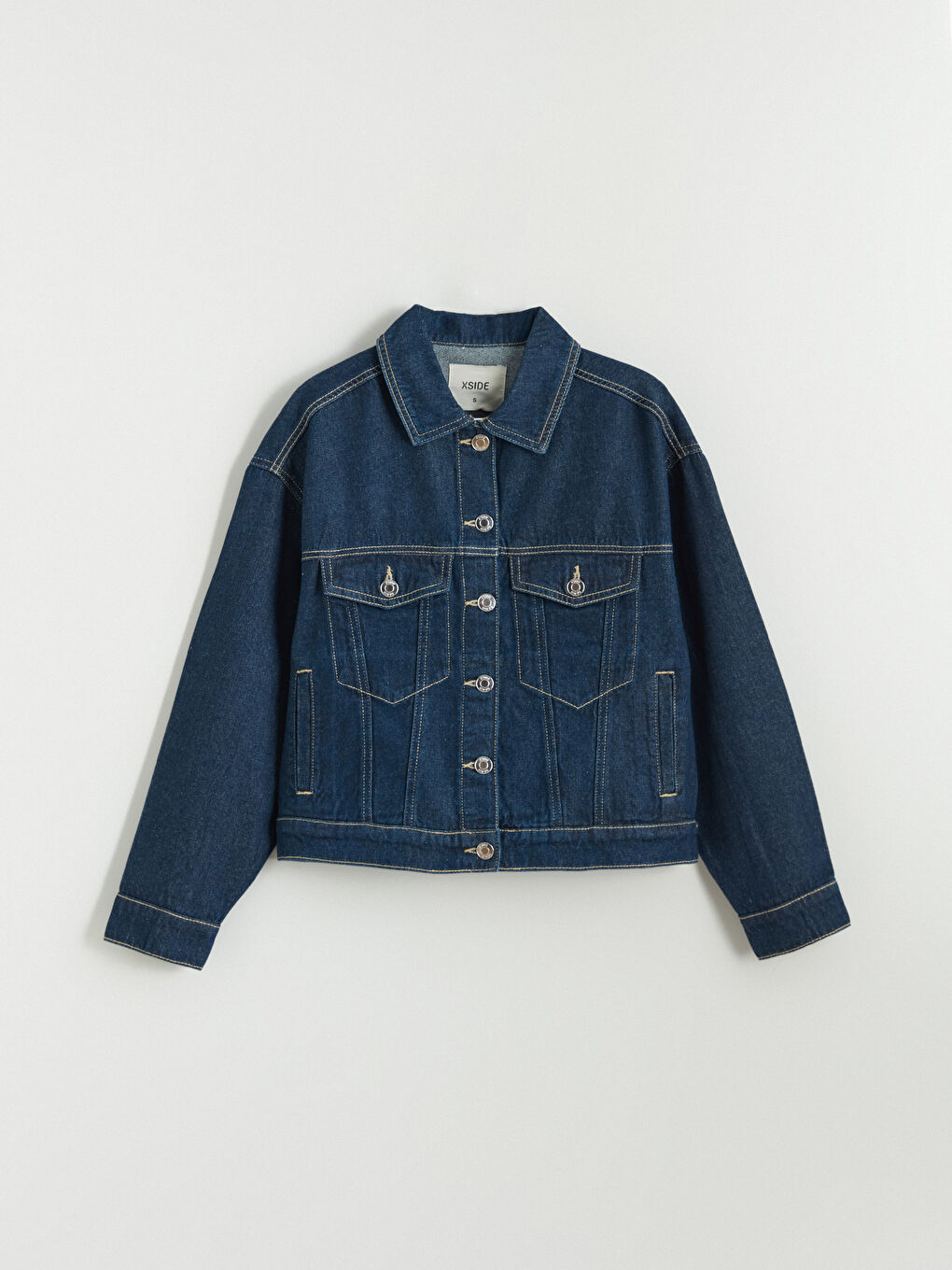 Veste en jean pour femme avec col de chemise-4