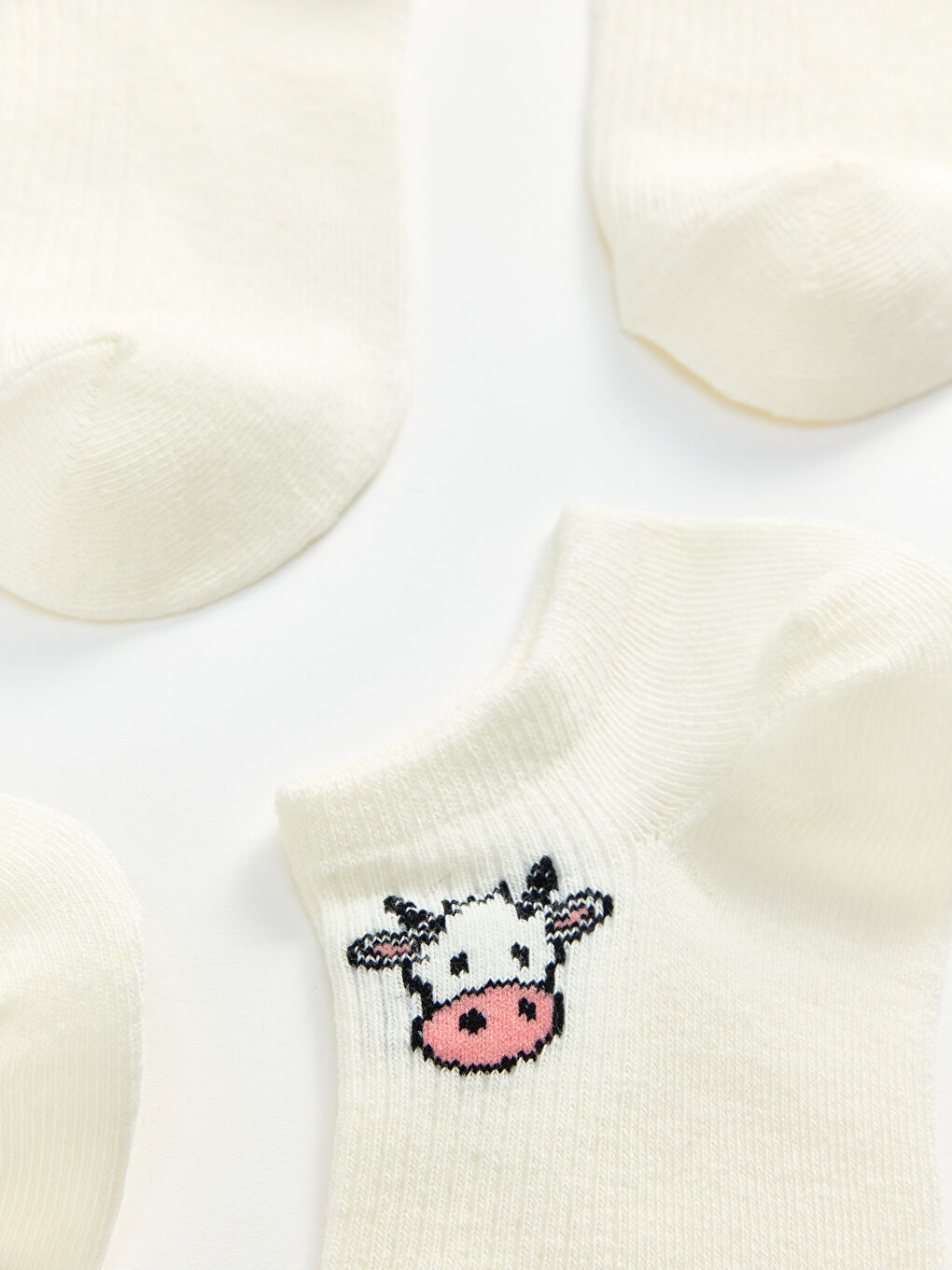 Ekru Desenli Kadın Patik Çorap 5'li-1