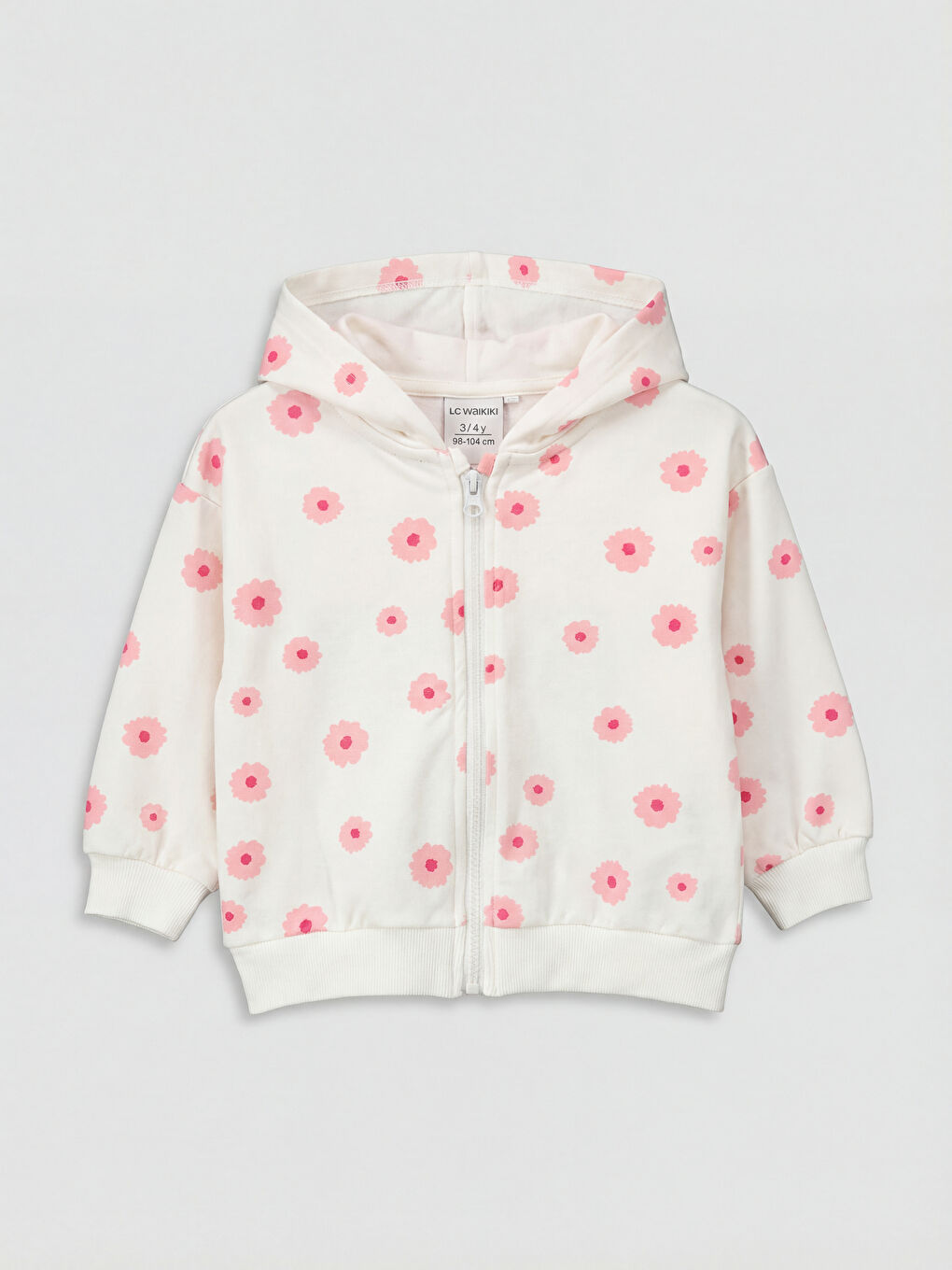 Hooded Floral Girls' Zippered Sweatshirt