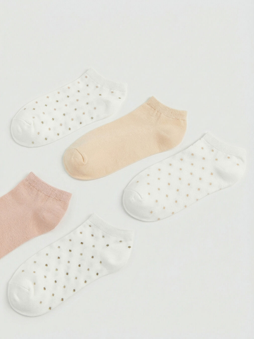 Ekru Desenli Kadın Patik Çorap 5'li-1