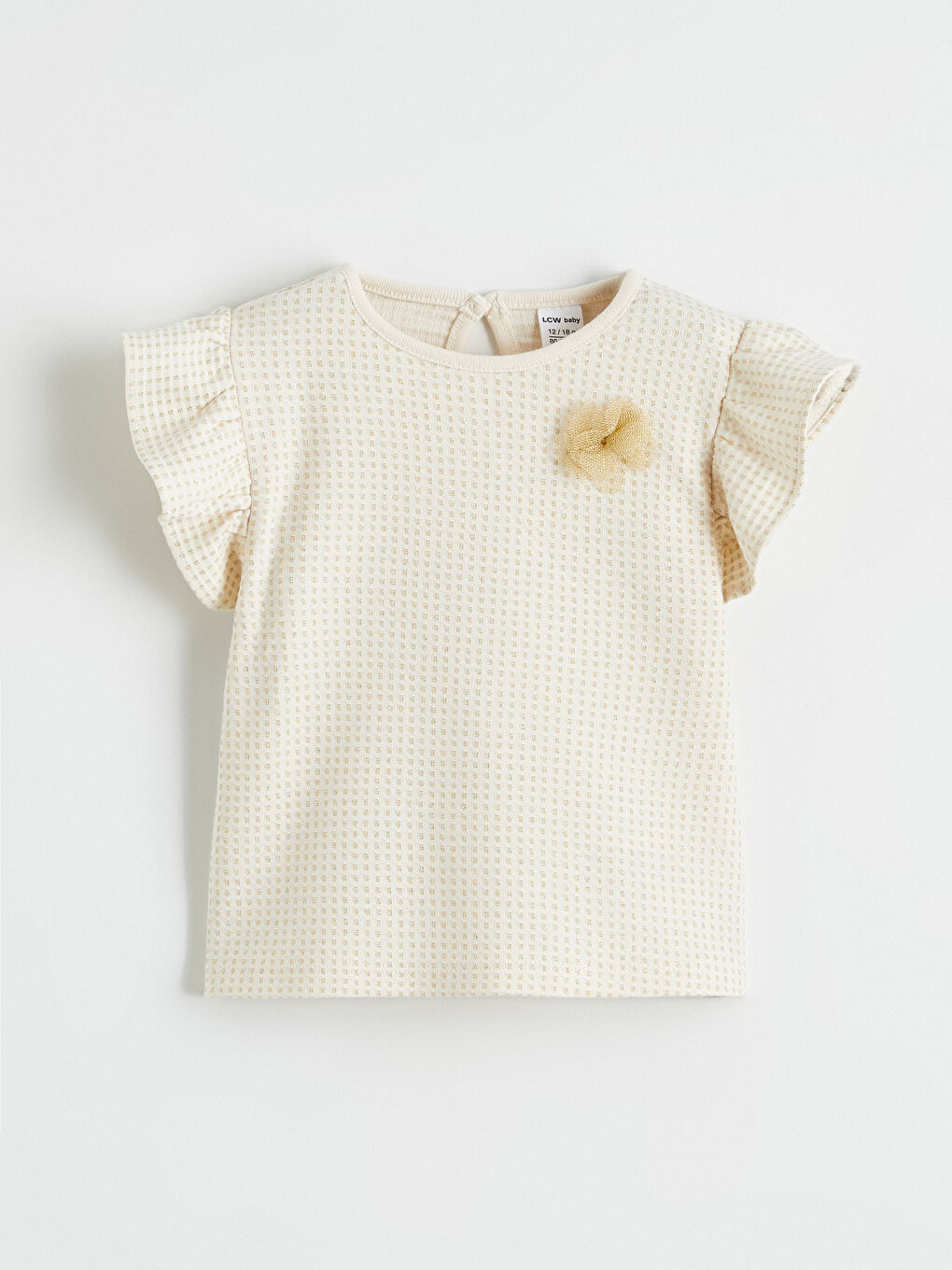Bej Bisiklet Yaka Dokulu Kız Bebek Bluz