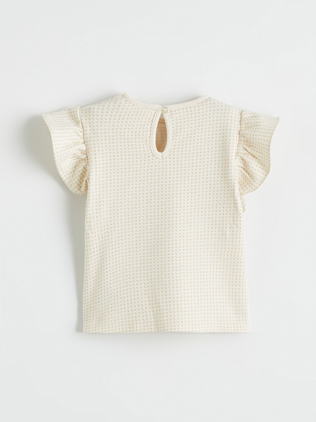 Bej Bisiklet Yaka Dokulu Kız Bebek Bluz-1