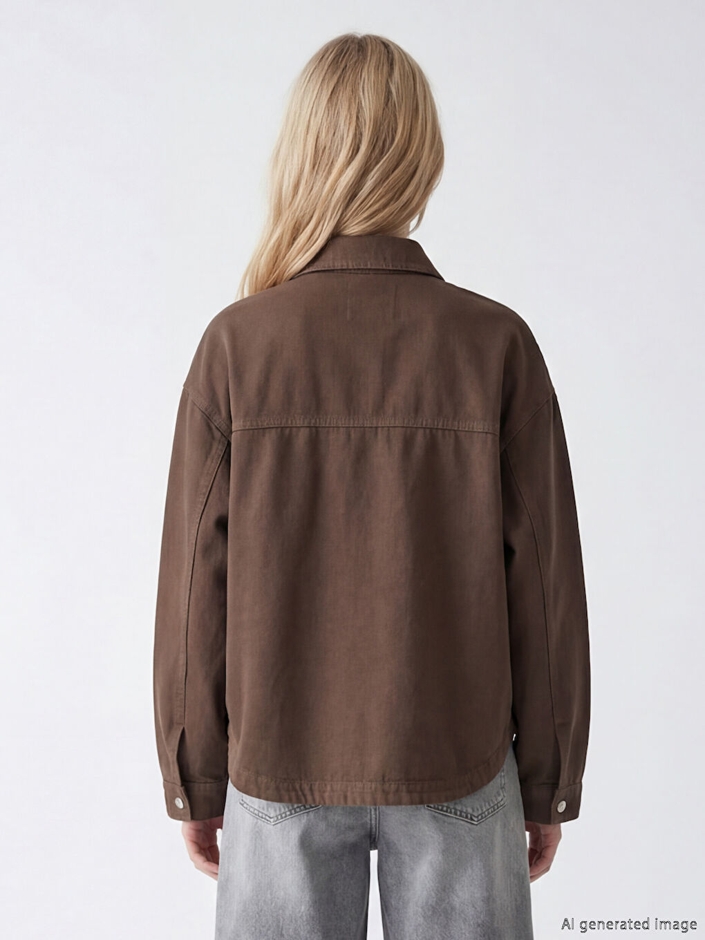 Veste en jean oversize à col pour femme-5