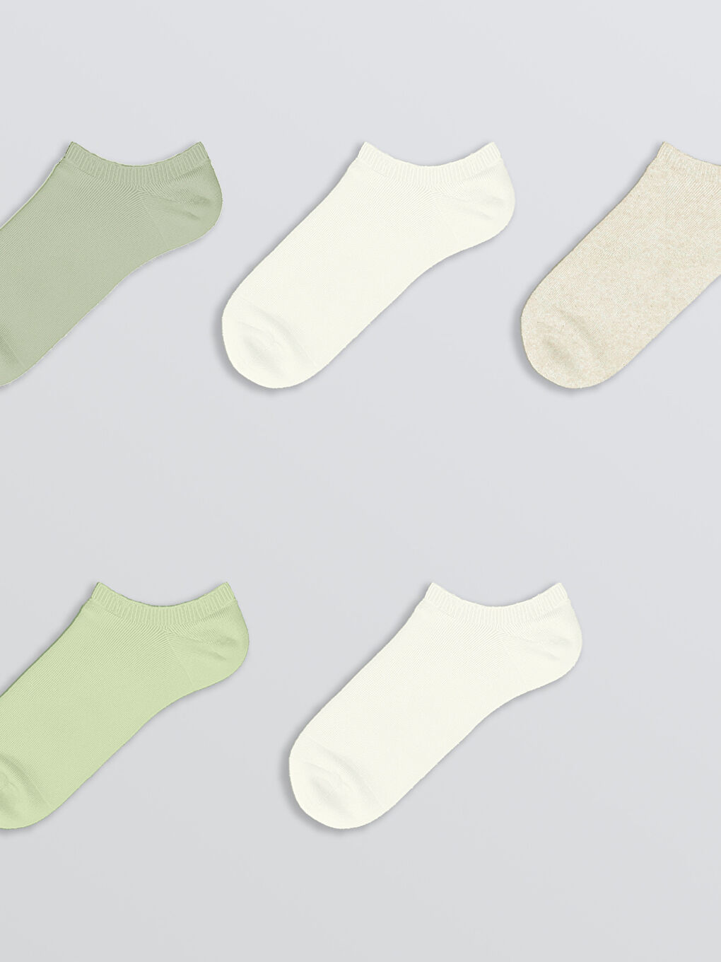 Yeşil Kadın Sneaker Çorap 5'li-1