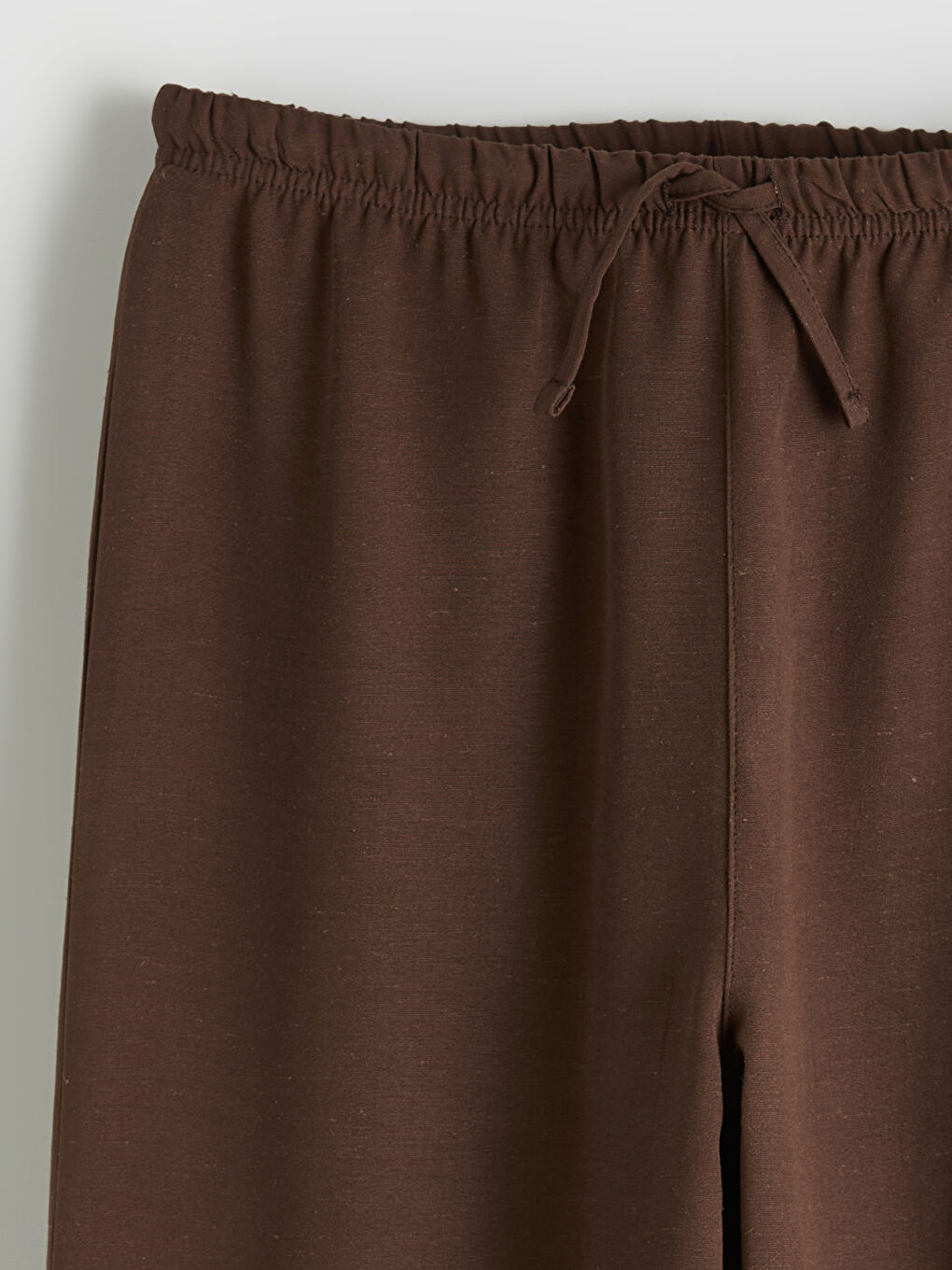 Kahverengi Beli Lastikli Geniş Paça Kız Çocuk Pantolon-2