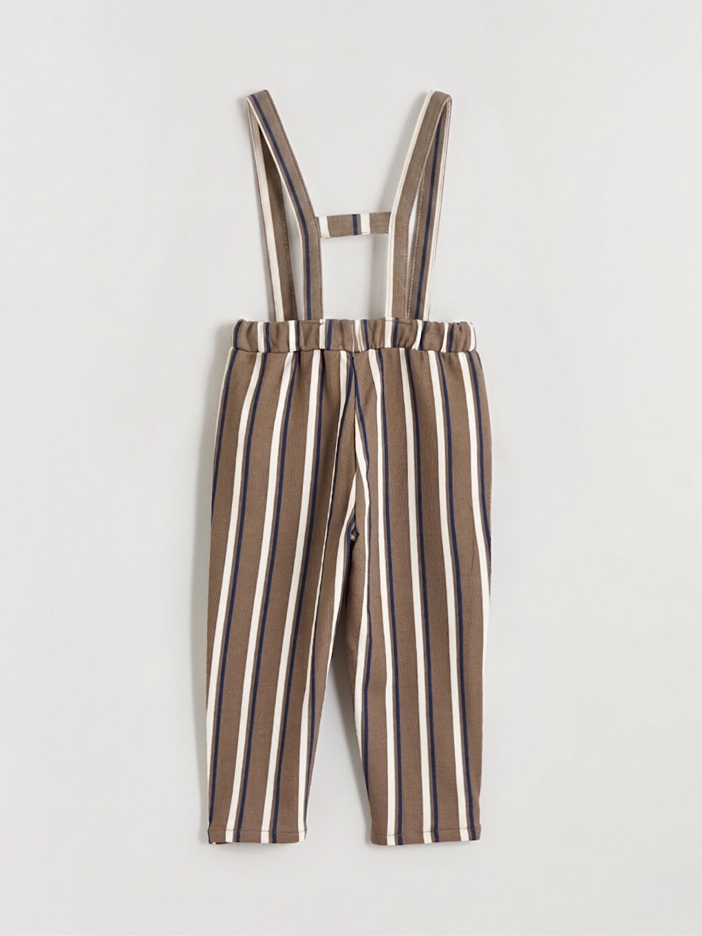 Kahverengi Erkek Bebek Çizgili Askılı Pantolon