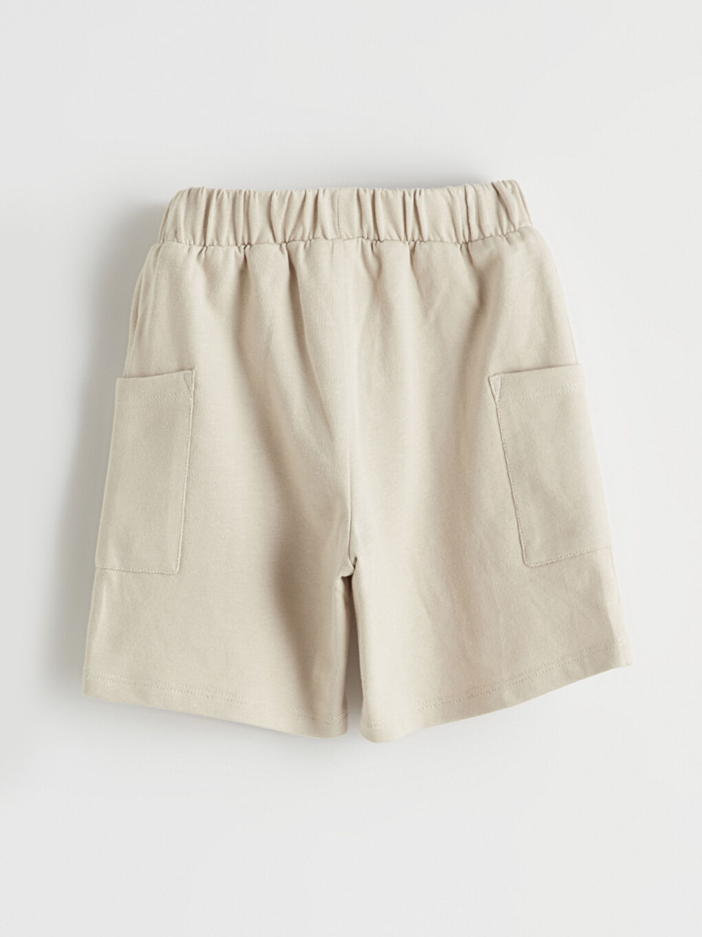 Bej Erkek Bebek Beli Lastikli Şort-1