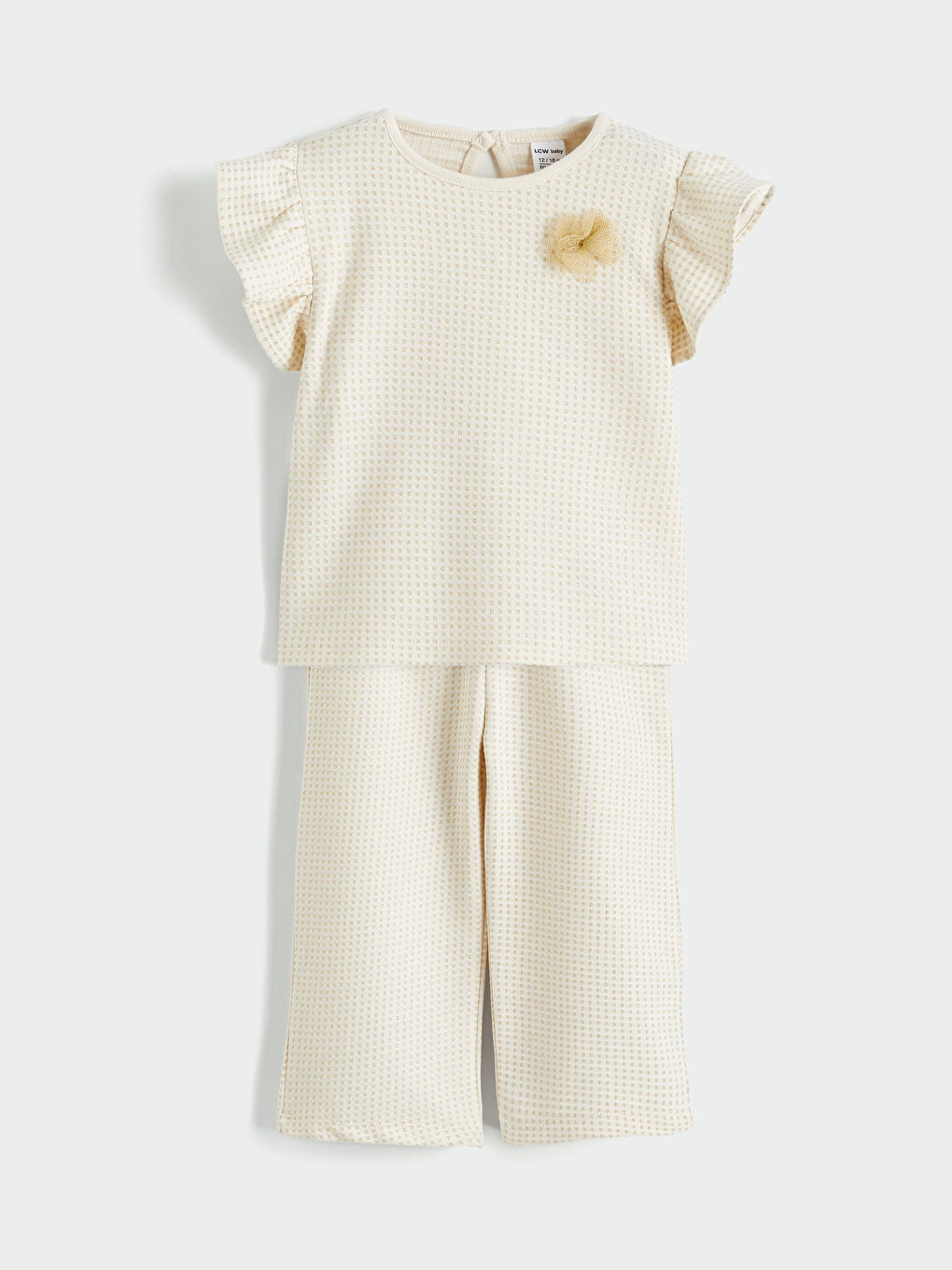 Bluza i helanke za devojčice sa cvetnim aplikacijama i naborima