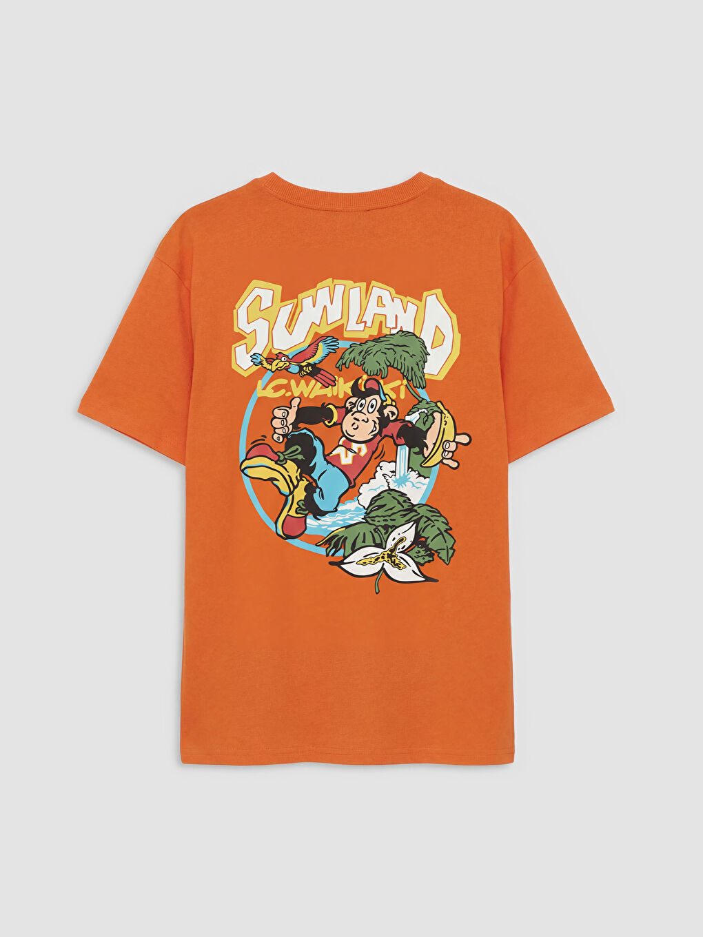 Turuncu Nostaljik Maymun Baskılı Erkek Çocuk Tişört-1