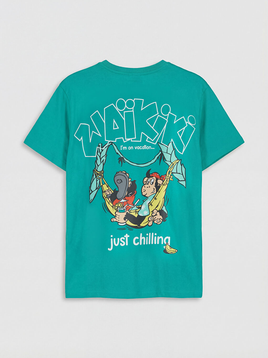 Yeşil Nostaljik Maymun Baskılı Erkek Çocuk Tişört-1