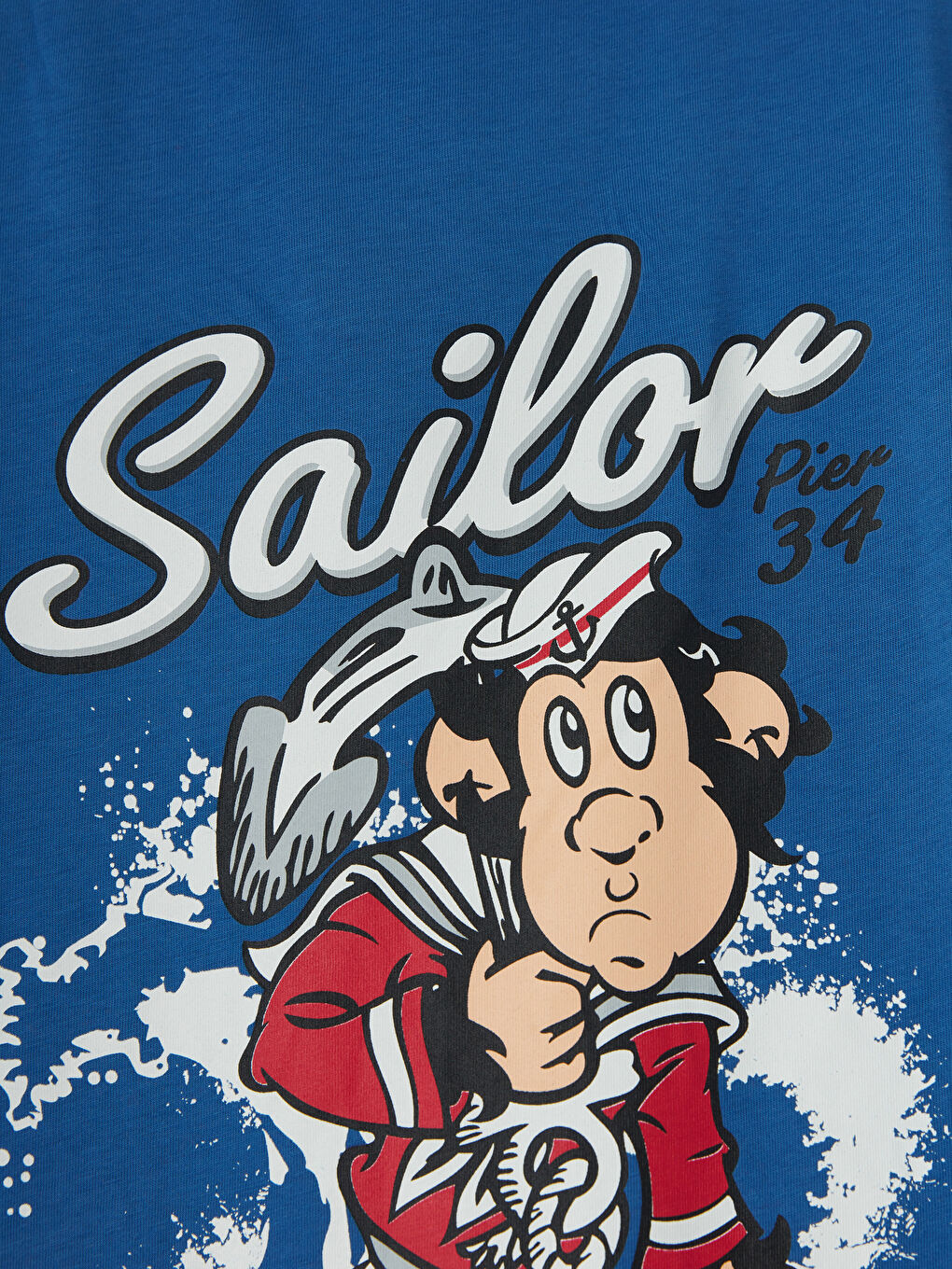 Mavi Nostaljik Maymun Baskılı Erkek Çocuk Tişört-2