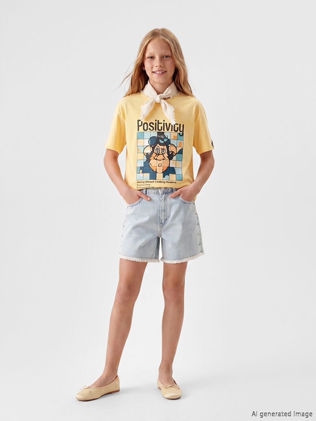 Sarı Nostaljik Maymun Baskılı Unisex Çocuk Tişört-1