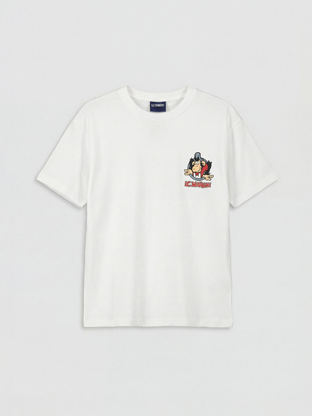 Ekru Nostaljik Maymun Baskılı Erkek Çocuk Tişört